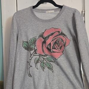 Forever 21 Gray Sweatshirt with Pink Floral Design